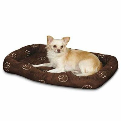 Embroidered Pawprint Bolster Beds for Dogs Soft Dog Crate Bed with Paw Print !(Small - 23¾