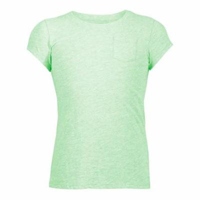 Soffe 259G357LRG Girls Heathered Jersey Pocket Cap Tee, Pear - Large