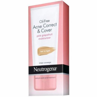 2 Pack - Neutrogena Oil-Free Acne Correct & Cover Pink Grapefruit Moisturizer, Fair to Light 1.7 oz
