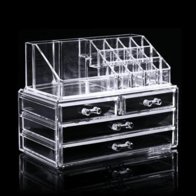 Clear Acrylic Makeup Cosmetic Drawers Grids 2 Tiers Display Desktop Home Storage Containers MAEHE