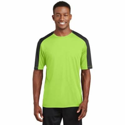 Sport-Tek ST354 PosiCharge Competitor Sleeve-Blocked Tee, Lime Shock/ Black, 3XL