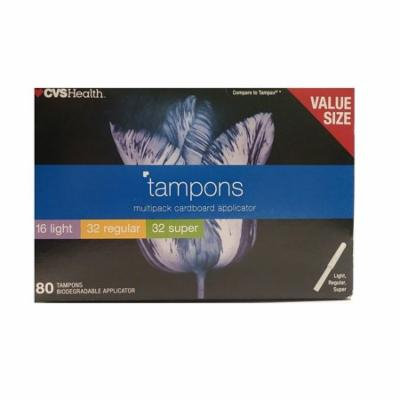CVS Health Tampons Cardboard Applicator, Multi-Pack, 80 Tampons