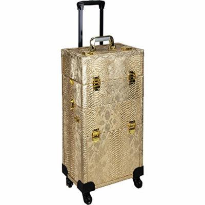 Ver Beauty 2-in-1 Hair Stylist Organizer Makeup Professional Rolling Case, Python Gold
