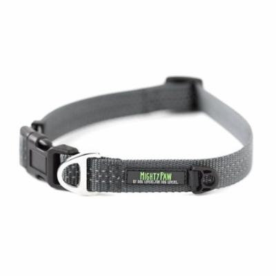 Mighty Paw Reflective Dog Collar, Premium High Visibility Collar (Grey, Small)