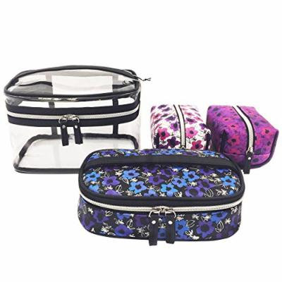 IZAK 4-Piece Cosmetic Bag Set (Multi-Color Floral)
