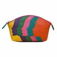 ili 6483 Leather Cosmetic Pouch with Faces Detail (Rainbow)