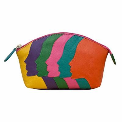 ili 6483 Leather Cosmetic Pouch with Faces Detail (Rainbow)