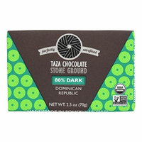 Taza Chocolate Stone Ground Organic Dark Chocolate Bar - 80 Percent Dark Dominican Republic Cacao - Case of 10 - 2.5 oz