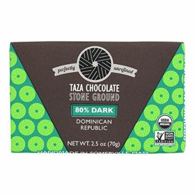 Taza Chocolate Stone Ground Organic Dark Chocolate Bar - 80 Percent Dark Dominican Republic Cacao - Case of 10 - 2.5 oz