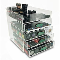 OnDisplay Paris 5 Tier Acrylic Cosmetic/Makeup Organizer - Green/Gold Agate Knobs