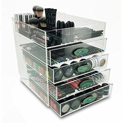 OnDisplay Paris 5 Tier Acrylic Cosmetic/Makeup Organizer - Green/Gold Agate Knobs