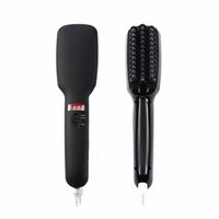 Degital Hair Straightener Comb Smooth Flat Irons Fast Easy Straight Brush LCD Display Hair Brush Electric (AU plug, black)