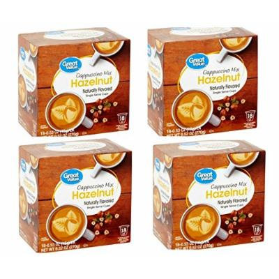 Great Value Hazelnut Cappuccino Mix Single Serve Cups, 0.53 oz,18 count (Pack of 4 )
