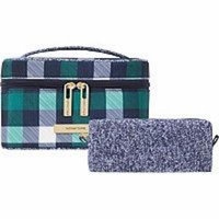 Trina Tartan + Twine Two Piece Train Case Gwynn Check Green Plaid Cosmetic Bag