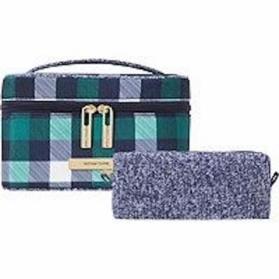 Trina Tartan + Twine Two Piece Train Case Gwynn Check Green Plaid Cosmetic Bag