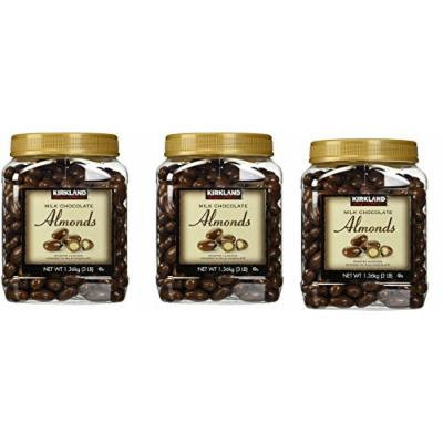 Kirkland Signature Milk Chocolate Roasted Almonds 3 LBS (48 Oz) JAR, AqwyrM 3 Pack