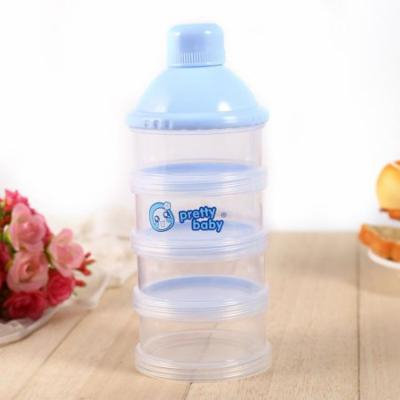 4 Layers Portable Infant Baby Milk Powder Formula Dispenser Multi-function Snack Pot Feeding Case Box Container,Blue