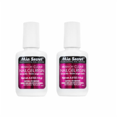*LAWholesaleStore* MIA SECRET - 2 GEL GLUE BRUSH ON RESIN - CLEAR 0.5 Oz each