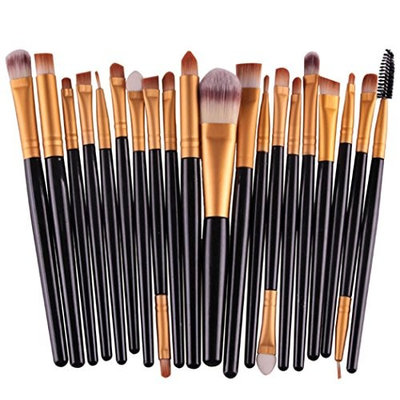 Gocheaper Brushes,20 pcs/set Makeup Brush Set tools Make-up Toiletry Kit Wool Make Up Brush Set(Black+White)
