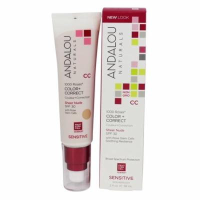 Andalou Naturals - 1000 Roses Color + Correct with Rose Stem Cells Sheer Nude 30 SPF - 2 fl. oz. (pack of 2)