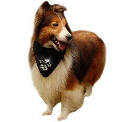Pet Bandana, Cotton Rhinestone Bone Paw and Skull Pattern Dog Scarf Pet Bandana Scarf for Dog Cat (Black)