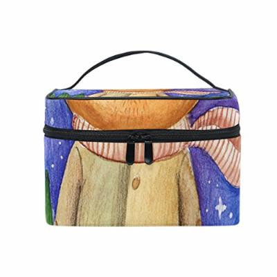 Portable Travel Makeup Cosmetic Bag Watercolor Cat With Book Durable Toiletry Organizer Train Case for Women Girls