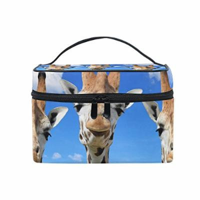 Portable Travel Makeup Cosmetic Bag Funny Giraffes Durable Toiletry Organizer Train Case for Women Girls