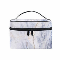Portable Travel Makeup Cosmetic Bag Marble Stone Texture Background Print Durable Toiletry Organizer Train Case for Women Girls