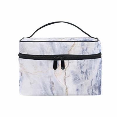 Portable Travel Makeup Cosmetic Bag Marble Stone Texture Background Print Durable Toiletry Organizer Train Case for Women Girls