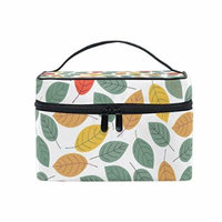 Portable Travel Makeup Cosmetic Bag Abstract Autumn Leaves Durable Toiletry Organizer Train Case for Women Girls