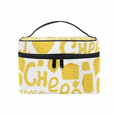 Portable Travel Makeup Cosmetic Bag I Love Cheese Durable Toiletry Organizer Train Case for Women Girls
