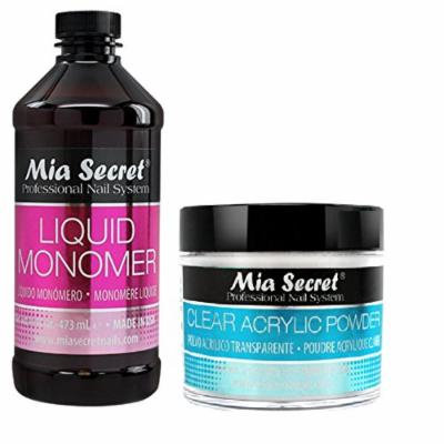 Mia Secret Liquid Monomer 4/8/16/32 oz AND Acrylic White Clear Pink Natural Pink MultiBalance 2/4/8 oz (16 oz Monomer, 2 oz Clear) + FREE Temporary Bodty Tattoo!