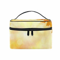 Portable Travel Makeup Cosmetic Bag Autumn Harvest Maple Leaves Durable Toiletry Organizer Train Case for Women Girls