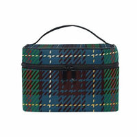 Portable Travel Makeup Cosmetic Bag Traditional Green Tartan Pattern Durable Toiletry Organizer Train Case for Women Girls