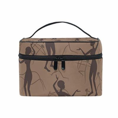 Portable Travel Makeup Cosmetic Bag African Dancing Women Silhouette Durable Toiletry Organizer Train Case for Women Girls