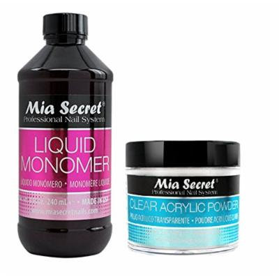 Mia Secret Liquid Monomer 4/8/16/32 oz AND Acrylic White Clear Pink Natural Pink MultiBalance 2/4/8 oz (8 oz Monomer, 2 oz Clear)