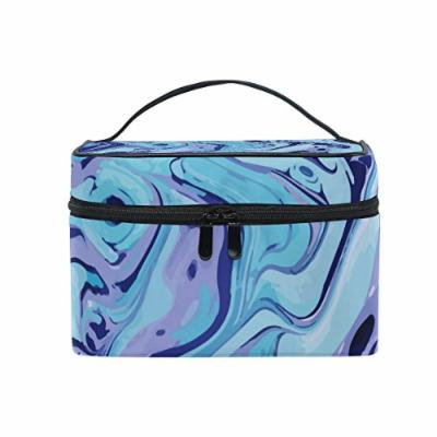 Portable Travel Makeup Cosmetic Bag Exotic Abstract Marble Texture Pattern Durable Toiletry Organizer Train Case for Women Girls