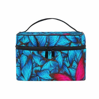 Portable Travel Makeup Cosmetic Bag Beautiful Different Butterflys Durable Toiletry Organizer Train Case for Women Girls