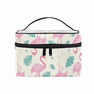 Portable Travel Makeup Cosmetic Bag Fun Holiday Flamingo Durable Toiletry Organizer Train Case for Women Girls