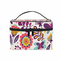 Portable Travel Makeup Cosmetic Bag Butterflies Beetles Flowers Durable Toiletry Organizer Train Case for Women Girls