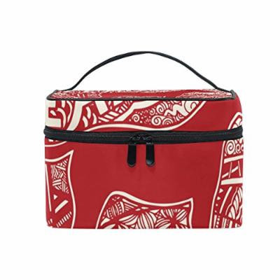 Portable Travel Makeup Cosmetic Bag 2018 Happy New Year Dog Durable Toiletry Organizer Train Case for Women Girls