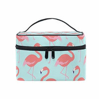 Portable Travel Makeup Cosmetic Bag Flamingo Floral Durable Toiletry Organizer Train Case for Women Girls