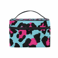 Portable Travel Makeup Cosmetic Bag Beautiful Leopard Print Durable Toiletry Organizer Train Case for Women Girls