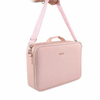 Portable Professional Make up Case Large Size Train Case Make up Artist Organizer for Make up Tool Attach on the Trolley for Trave(Pink)