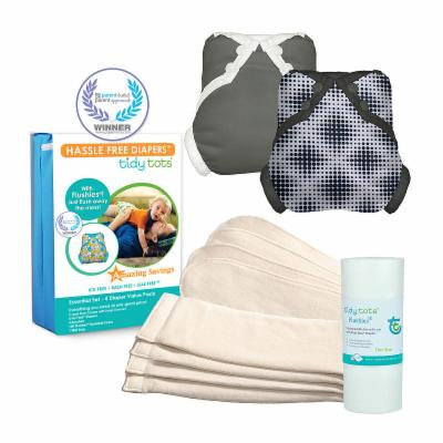 Tidy Tots Hassle Free 4 Diaper Essential Set with Diamond Dots and Grey Covers