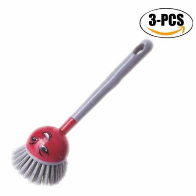 Outgeek 3Pcs Kitchen Cleaning Brush Cartoon Multi-Function Long Handle Dish Brush Washing Brush Kitchen Gadgets