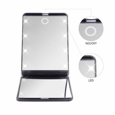 DUcare Portable Vanity Mirror Led Lights 8 1X & 2X Magnification 180 Free Rotation Cosmetic Mirror Travel