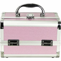 JustCase Giacinto Gallina Mini Makeup Cosmetic Train Case Organizer Storage with Mirror, Pink Matte