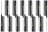 Krest 4630 8' Weaving/ Foiling, Coarse Tooth Rattail Comb (Stainless Steel Pin) - Black - SB-K4630-BLK