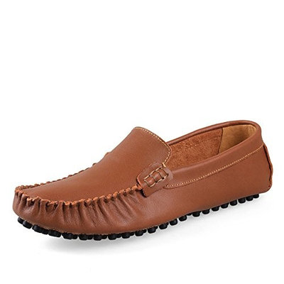 Men's leather breathable shoes men's casual shoes UK size shoes,Add hair light brown,42